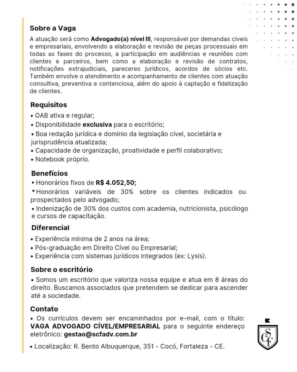 Instagram post from scfadvogadosbr. This post is in position 1.